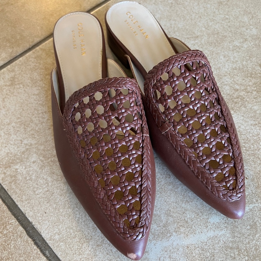 Cole Haan Women's Chocolate Woven Mules